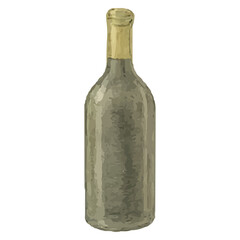 Classic Green Wine Bottle Illustration for Elegant Decor