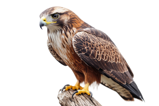 Fierce eagle staring forward isolated on transparent background