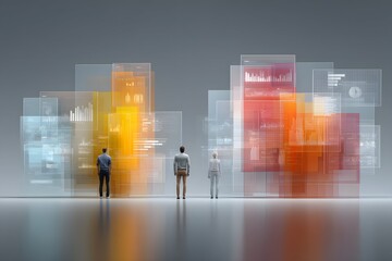 Survey concept showing professionals collaborating on data charts and strategic business planning.