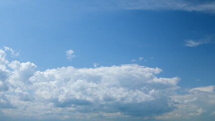 A Beautiful and Serene Cloudy Sky with a Soft Blue Background Enhancing the Daylight