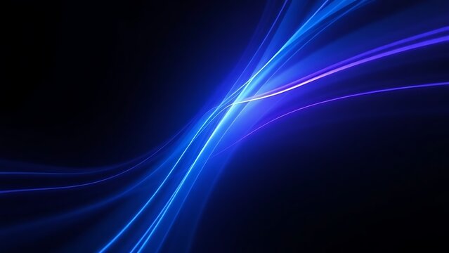 Vibrant blue and purple light trails swirling in a dark space, creating a futuristic and abstract atmosphere.