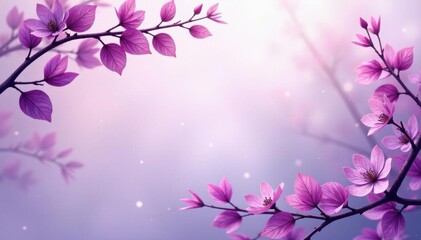 Delicate purple leaf floral pattern, flowing branches , backdrop, botanical