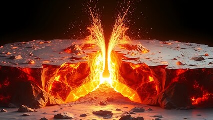 Glowing crystal tectonic plates collide, sending fractal shockwaves in slow motion.