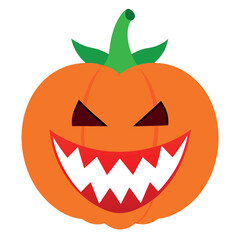 Spooky jack o lantern with sharp vampire teeth perfect for halloween decorations and party invitations