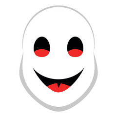 Creepy pale white halloween mask with a sinister smile perfect for spooky party decorations and costumes