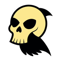 Spooky halloween illustration of a detailed off white skull with a black crow perched on top perfect for seasonal decorations and designs