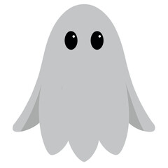 Spooky white ghost character with a pure white sheet perfect for halloween decorations and festive designs