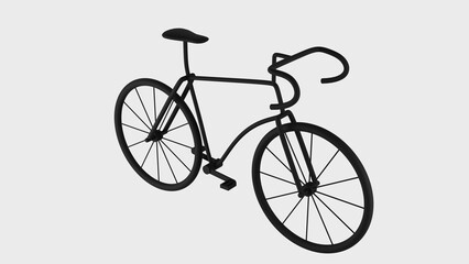 スポーツ自転車の3D画、モノトーン、白背景