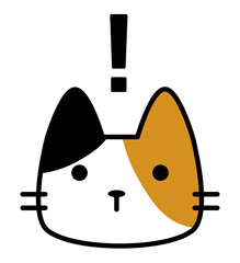 何かに気づくかわいい三毛猫の顔アイコン