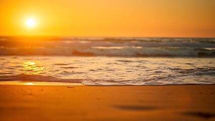 Sunset beach scene with golden light, evoking relaxation and natural beauty.