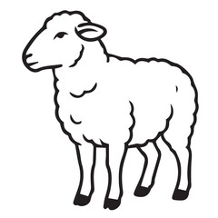 Vector sheep design presented in monochrome style with bold black outline, creative illustration perfect for branding, poster design, textile graphics, or packaging.
