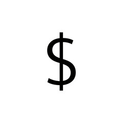 A simple black dollar sign symbol isolated on a white background in a minimalist design style image