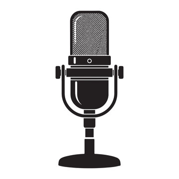 Simple Podcast Microphone Silhouette Vector PNG Transparent Background EDITABLE