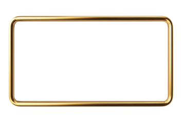 Golden rectangle frame isolated on transparent background