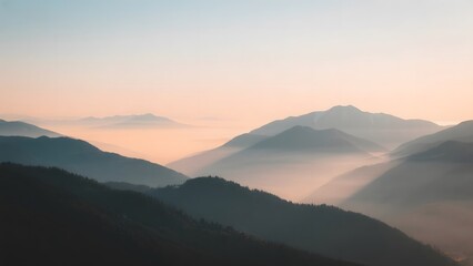 Misty Mountain Range at Dawn