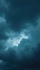 Obraz premium Dramatic Ominous Sky Heavy Dark Clouds, Moody Atmosphere, Impending Storm, Mystery, Suspense