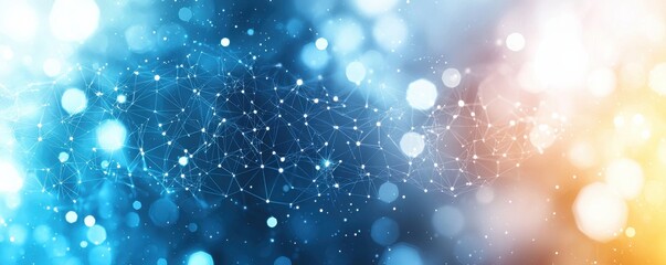 Abstract Blue and Orange Network Background With Connected Dots and Lines