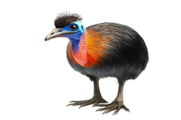 Fototapeta premium Cassowary with bright blue head isolated on transparent background