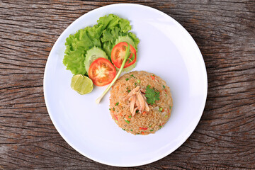 Thai fried rice with crab meat (Khao pad poo) Popular food in Thailand
