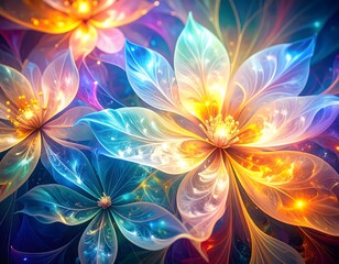 Fototapeta premium 宇宙の光が咲き誇る幻想的な花々