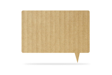 Speech bubble from recycled brown paper isolated on white background