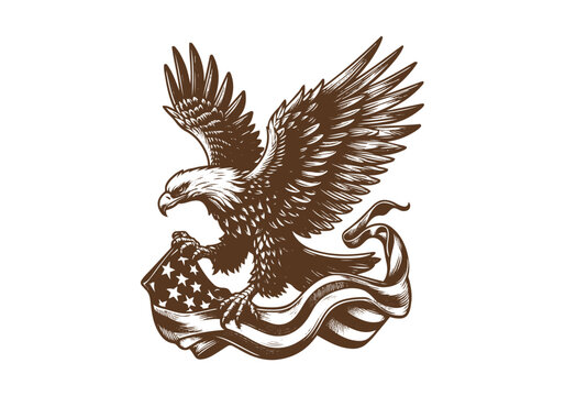 Eagle Engraved Hand Drawn Natural Illustration Vector Isolated by AZ for Books, Arts, Design and Decoration Graphic Asset