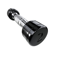 Round Chrome Dumbbell with number 2, weightlifting gym equipment wide angle view, isolated on white background. 3D illustration