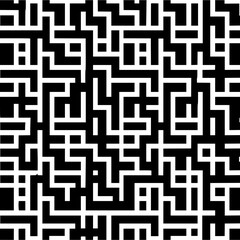 Abstract black and white maze pattern labyrinth design complex geometric illustration background wallpaper texture