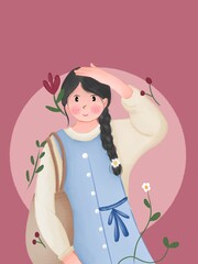 little girl in a blue dress