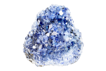 Blue fluorite crystal, gemstone, gem, mineral specimen PNG transparent background isolated graphic resource cutout. Lapidary, healing, geology, rockhounding, collecting