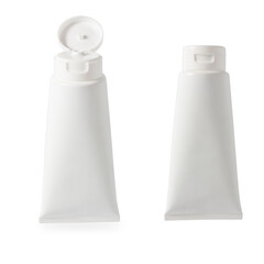 White blank tube isolated on white background. Cosmetic tube for skincare product, Blank packaging mockup