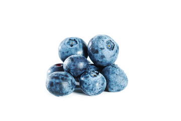 Ripe fresh blueberries isolated on white.