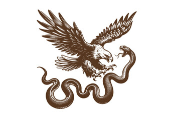 Eagle Engraved Hand Drawn Natural Illustration Vector Isolated by AZ for Books, Arts, Design and Decoration Graphic Asset