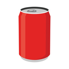 Red soda can flat vector illustration isolated on white background