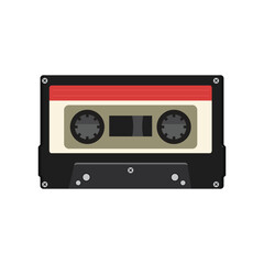 Retro cassette tape flat vector illustration on white background