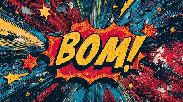 Colorful retro comic book cover illustration featuring dynamic superhero logo, bold typography, and abstract explosion background with stars and streaks. .