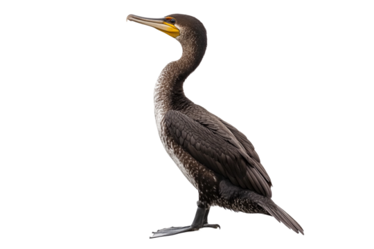 Black cormorant bird isolated on transparent background