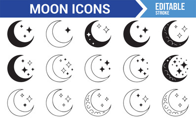 Simple and Elegant Moon Icons for Celestial-Themed Projects and Websites