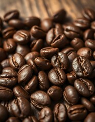 Obraz premium Freshly Roasted Coffee Beans Macro Background
