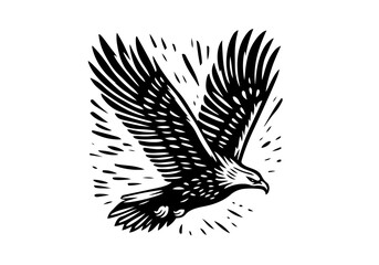 Eagle Linocut Hand Drawn Natural Illustration Vector Isolated by AZ for Books, Arts, Design and Decoration Graphic Asset