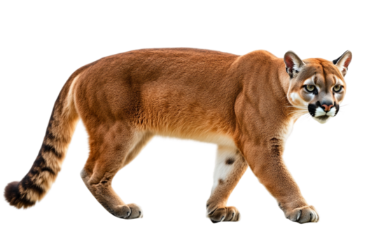 Wild cougar standing isolated on transparent background