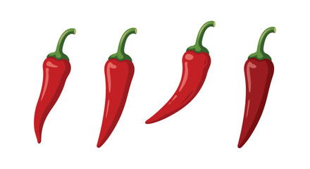 Four Red Chili Peppers in a Row Fresh and Vibrant Vegetables