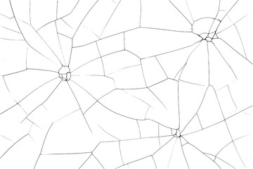 Fototapeta premium Cracked Glass Texture, Abstract Broken Surface Effect, White Background, Detail Shattered Material - Transparent Background