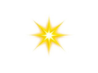 Fototapeta premium Bright Yellow Light Beam Flare Star Shape, Isolated Element, Transparent Background