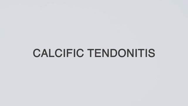 Calcific tendonitis word diagnosed with a stethoscope held in hand on a clean white background, representing joint pain, medical diagnosis, healthcare concept, and awareness