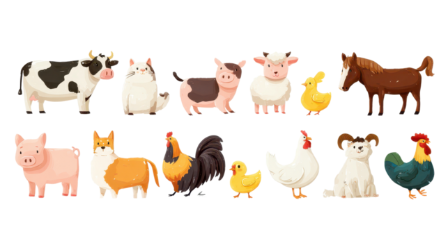 Set of illustrations in children's style on summer theme. Cute animals in sunglasses and surfboard.