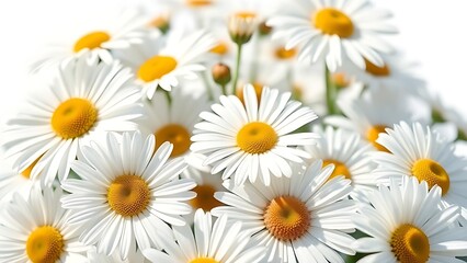 A delicate arrangement of fresh daisies bathed in sunlight, evoking purity and natural beauty.