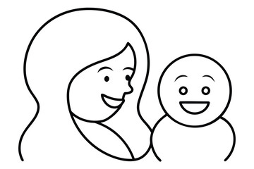 continuous one line art of mother smiling at baby