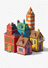 Fototapeta premium Charming Cartoon Houses in a Whimsical Style, Colorful and Cheerful