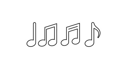 Simple Line Art Illustration of Musical Notes on a White Background